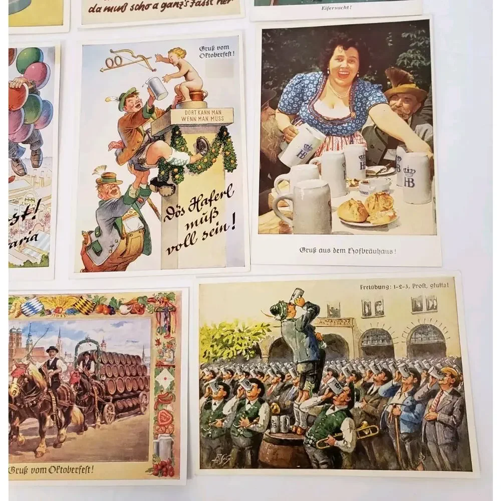 Lot of 11 Oktoberfest Munchen Humorous‎ Gruss Germany Unposted Postcards